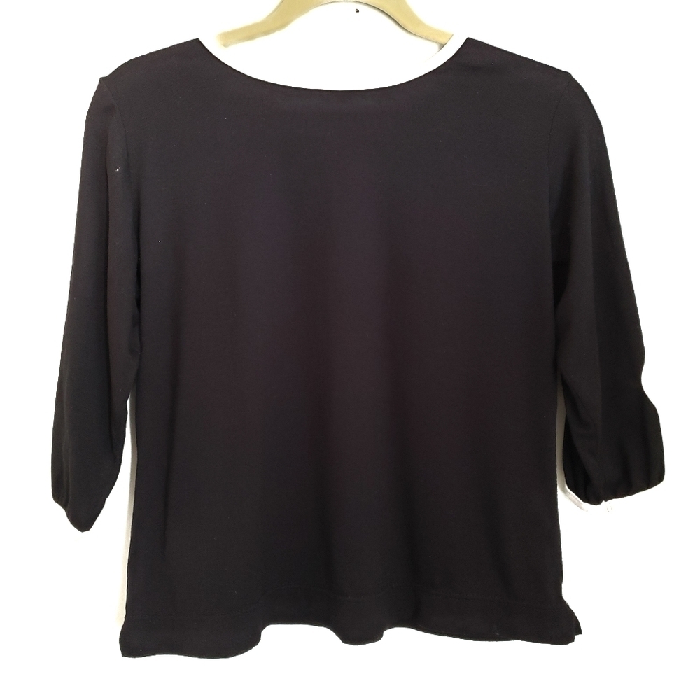 Vintage Sea Suns Top Womens L Large Black Flower - Picture 4 of 5